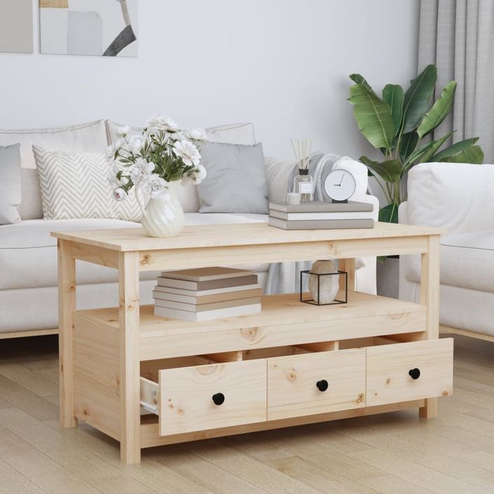 Table basse 102x49x55 cm Bois massif de pin - Photo n°3