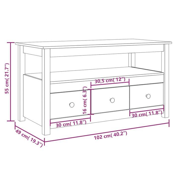 Table basse 102x49x55 cm Bois massif de pin - Photo n°11