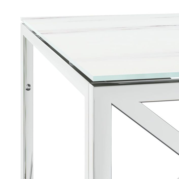 Table basse 110x45x45 cm acier inoxydable et verre - Photo n°5