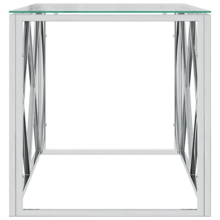 Table basse 110x45x45 cm acier inoxydable et verre - Photo n°4