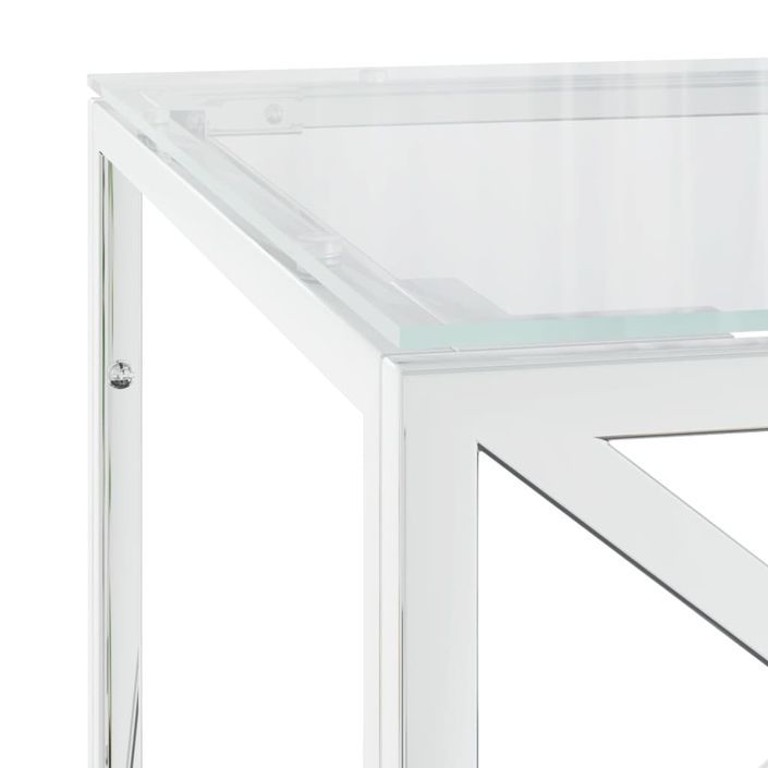 Table basse 110x45x45 cm acier inoxydable et verre - Photo n°5