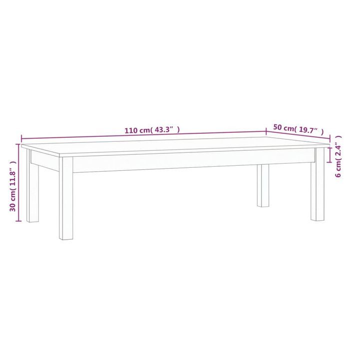 Table basse 110x50x30 cm Bois massif de pin - Photo n°8