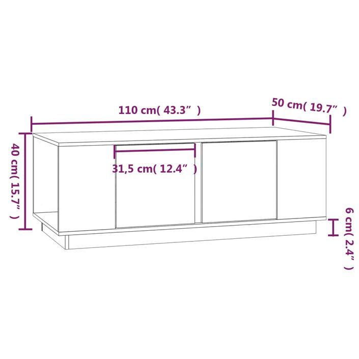 Table basse 110x50x40 cm Bois massif de pin - Photo n°9