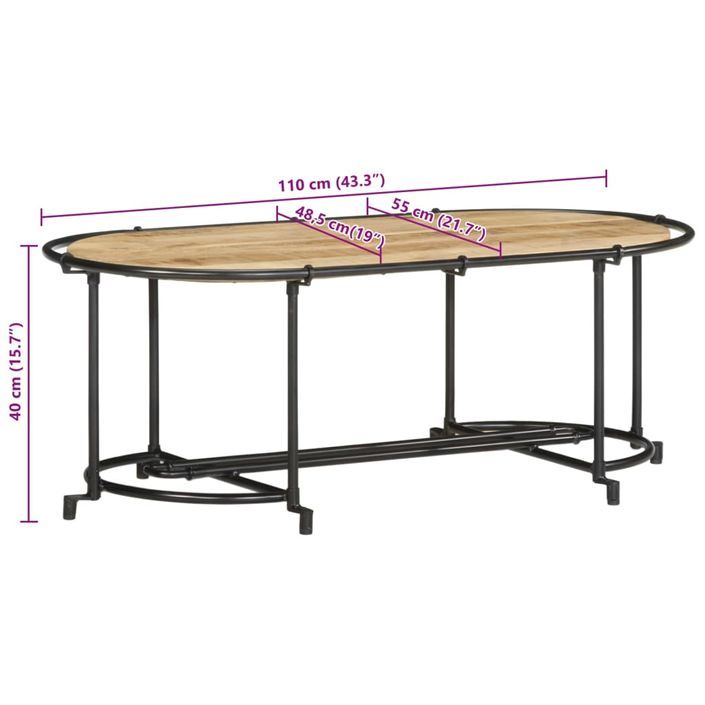 Table basse 110x55x40 cm bois de manguier massif brut - Photo n°11