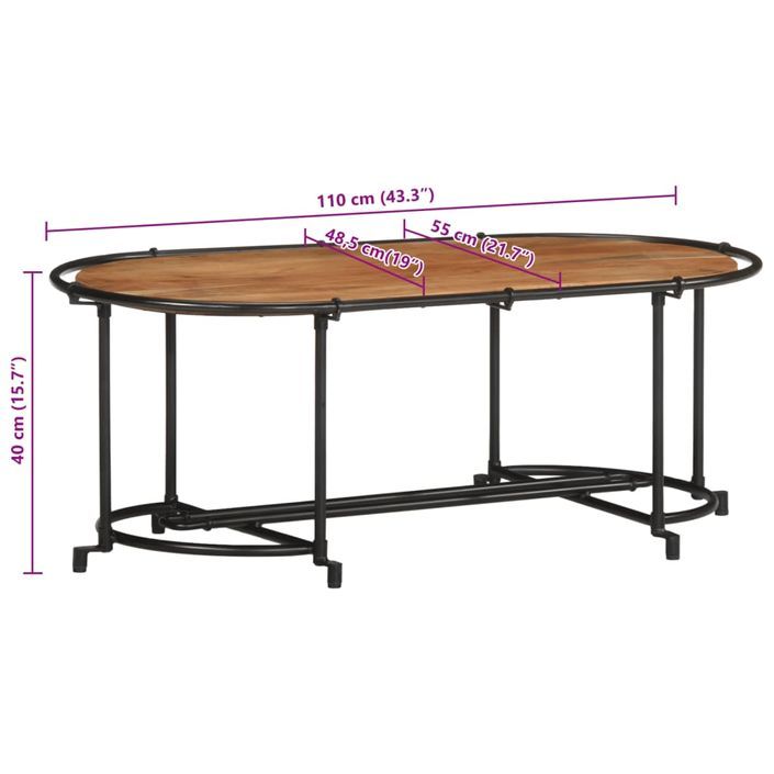 Table basse 110x55x40 cm bois massif d'acacia - Photo n°11