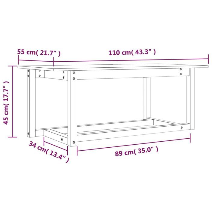 Table basse 110x55x45 cm Bois massif de pin - Photo n°8