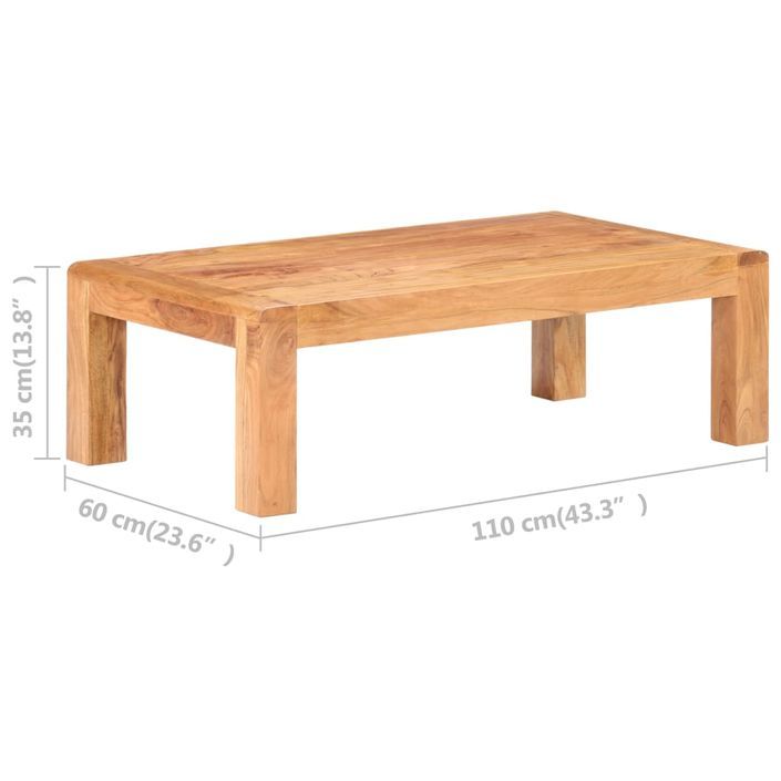 Table basse 110x60x35 cm Bois d'acacia massif - Photo n°6