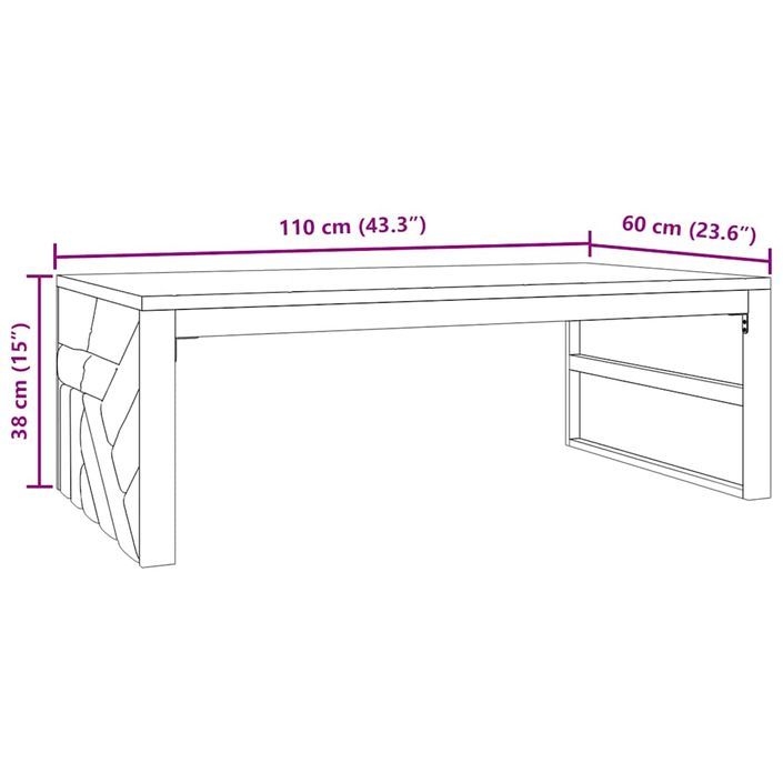 Table basse 110x60x38 cm bois de teck solide - Photo n°8