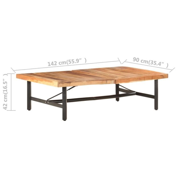 Table basse 142x90x42 cm Bois d'acacia massif - Photo n°6