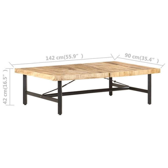 Table basse 142x90x42 cm Bois de manguier massif - Photo n°6