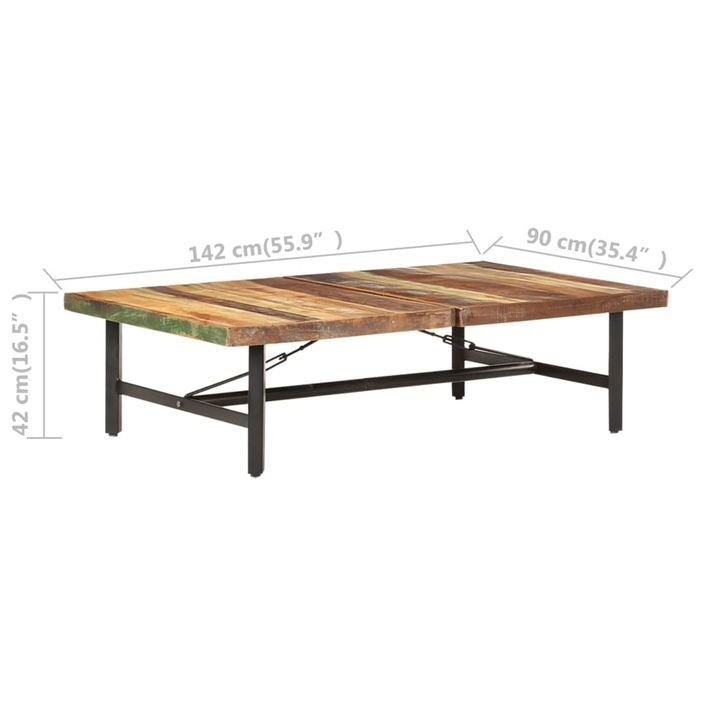 Table basse 142x90x42 cm Bois de récupération massif - Photo n°6