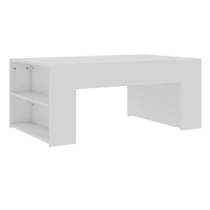 Table basse 2 étagères bois blanc brillant Lavozi - Photo n°1