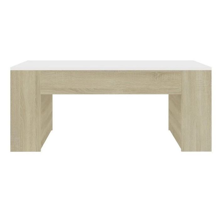 Table basse 2 étagères bois blanc et chêne sonoma Lavozi - Photo n°2