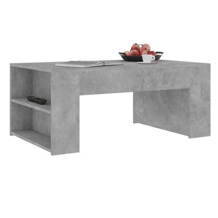 Table basse 2 étagères bois gris effet béton Lavozi - Photo n°3