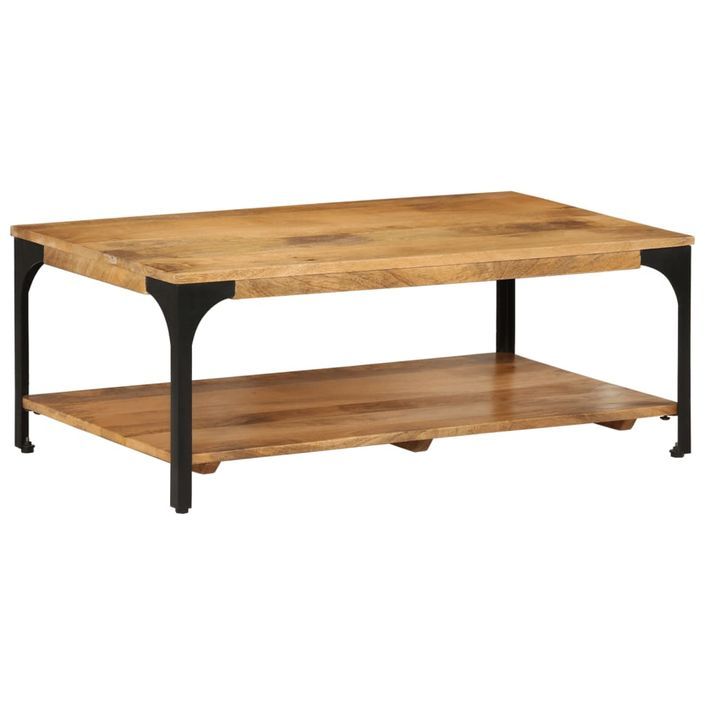 Table basse 2 niveaux 100x55x38cm bois manguier massif et acier - Photo n°1