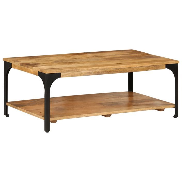 Table basse 2 niveaux 100x55x38cm bois manguier massif et acier - Photo n°9