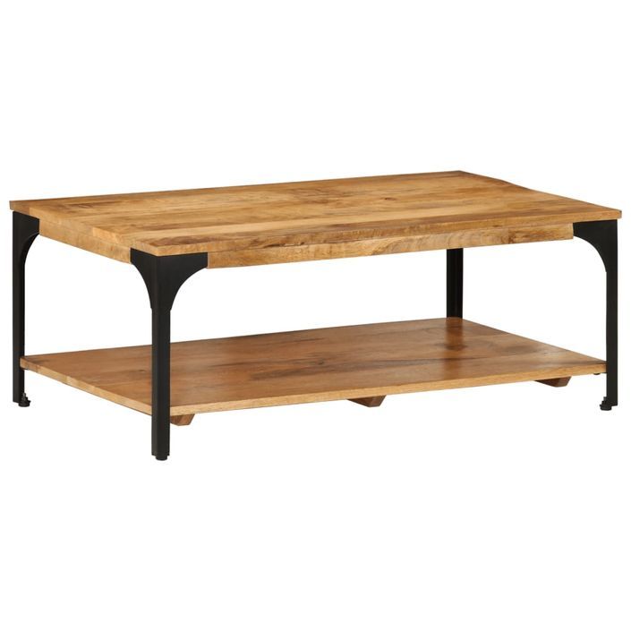 Table basse 2 niveaux 100x55x38cm bois manguier massif et acier - Photo n°10