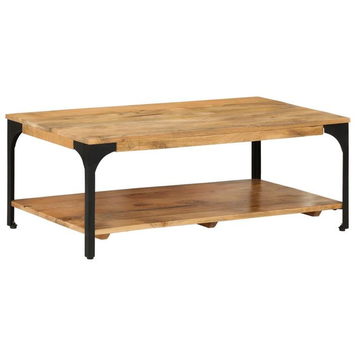 Table basse 2 niveaux 100x55x38cm bois manguier massif et acier - Photo n°11