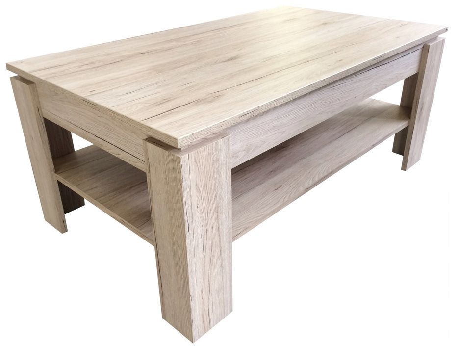 Table basse 2 niveaux chêne sable San Remo Koryne L 110 x H 47 x P 65 cm - Photo n°1