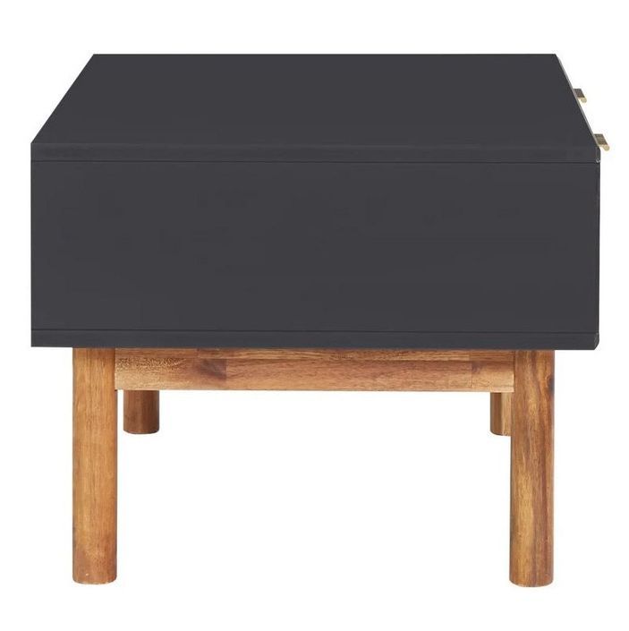 Table basse 2 tiroirs acacia massif foncé et noir Alty 90 cm - Photo n°3