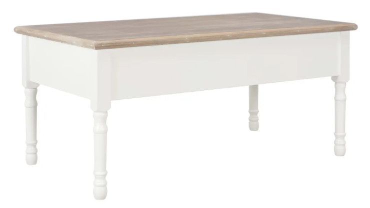 Table basse 2 tiroirs bois blanc et paulownia clair Pablo - Photo n°4