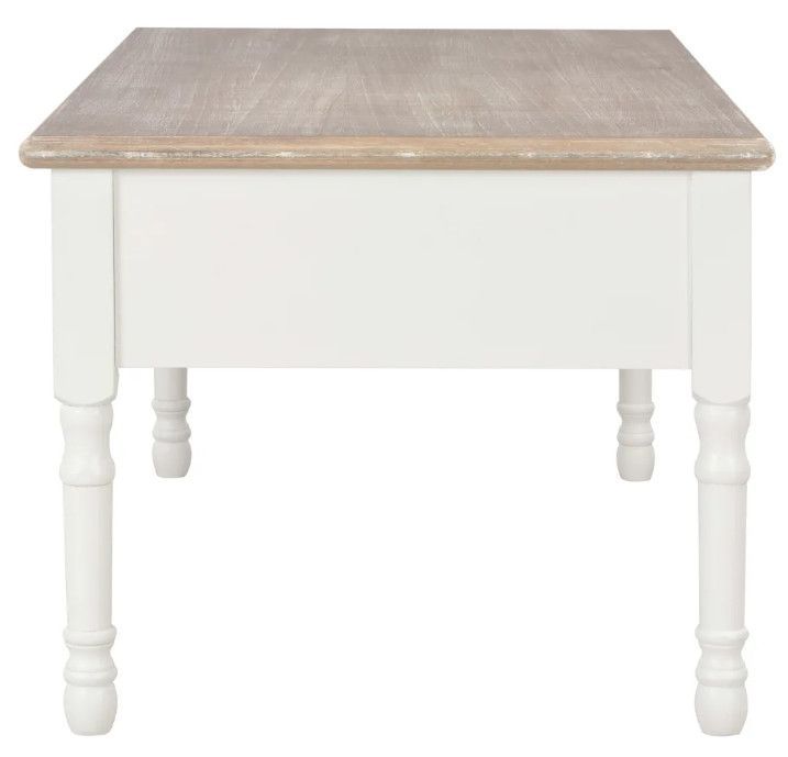 Table basse 2 tiroirs bois blanc et paulownia clair Pablo - Photo n°5