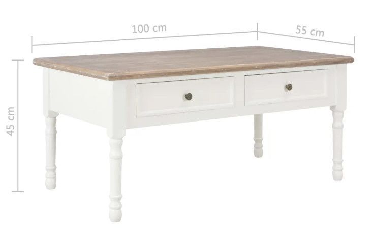 Table basse 2 tiroirs bois blanc et paulownia clair Pablo - Photo n°8