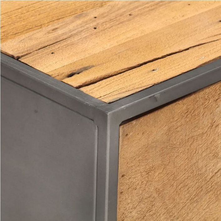 Table basse 2 tiroirs bois de récupération et métal gris Milia - Photo n°4