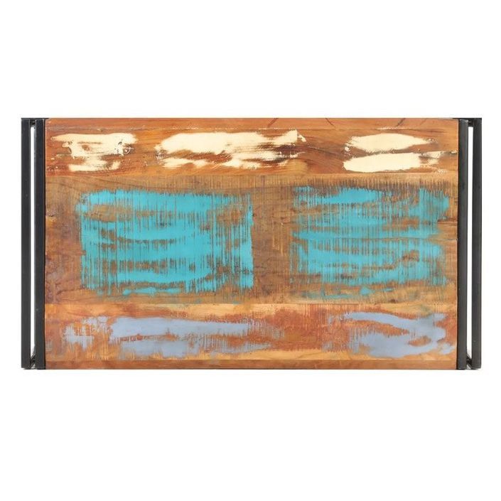 Table basse 2 tiroirs bois de récupération et métal noir Milam 100 cm - Photo n°4