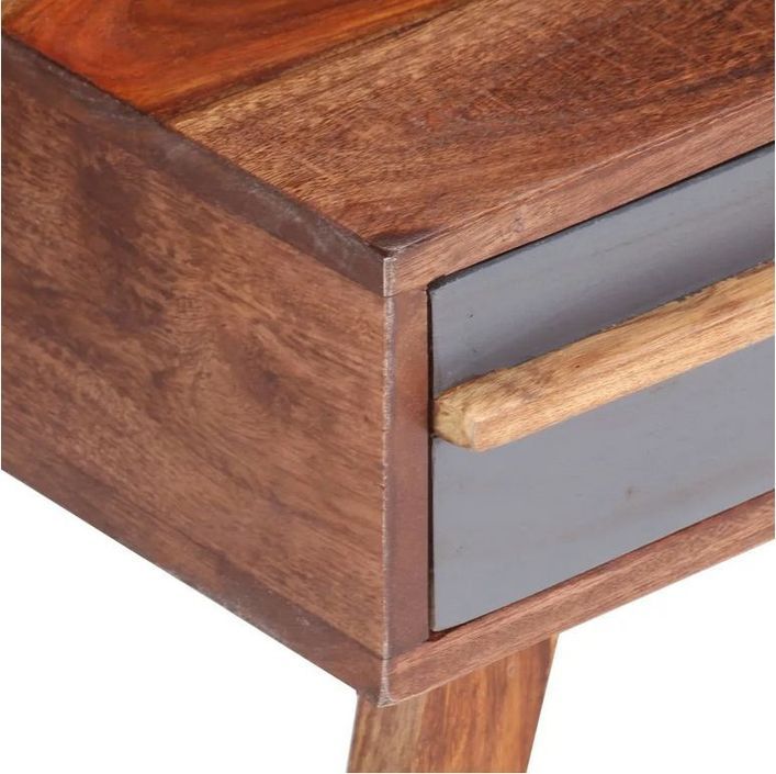 Table basse 2 tiroirs bois massif foncé Kinley 110 cm - Photo n°5