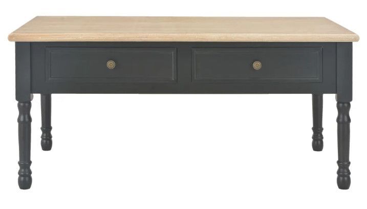 Table basse 2 tiroirs bois noir et paulownia clair Pablo - Photo n°2
