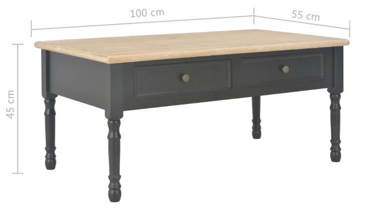 Table basse 2 tiroirs bois noir et paulownia clair Pablo - Photo n°8