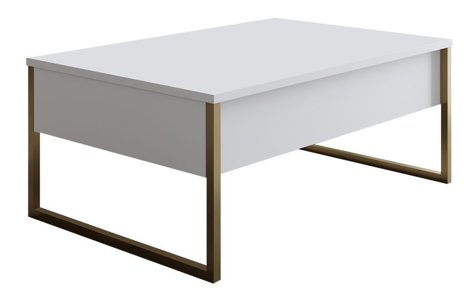 Table basse 2 tiroirs mélaminé gris et blanc Sed 110 cm - Photo n°1