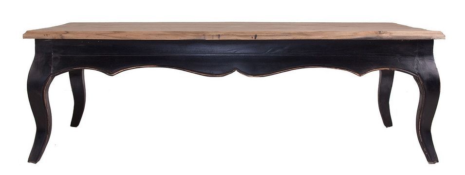 Table basse 2 tiroirs orme massif clair et noir Hevina - Photo n°1