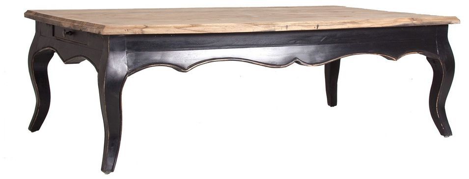Table basse 2 tiroirs orme massif clair et noir Hevina - Photo n°2