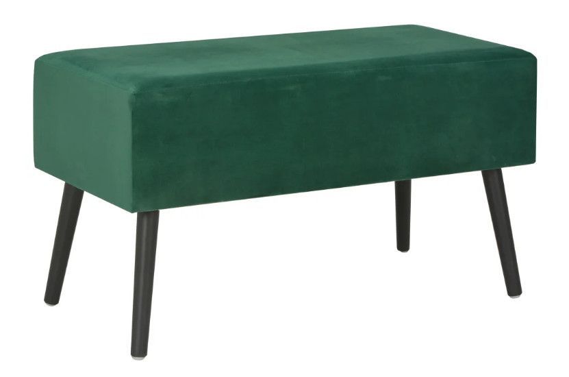 Table basse 2 tiroirs velours vert et pieds pinède noir First - Photo n°4