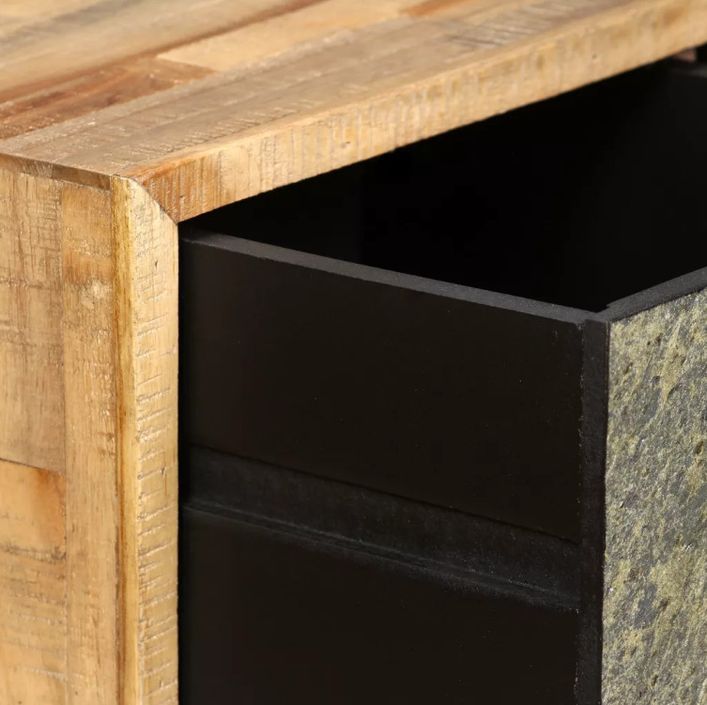 Table basse 3 tiroirs teck recyclé et pieds métal noir Voust - Photo n°6