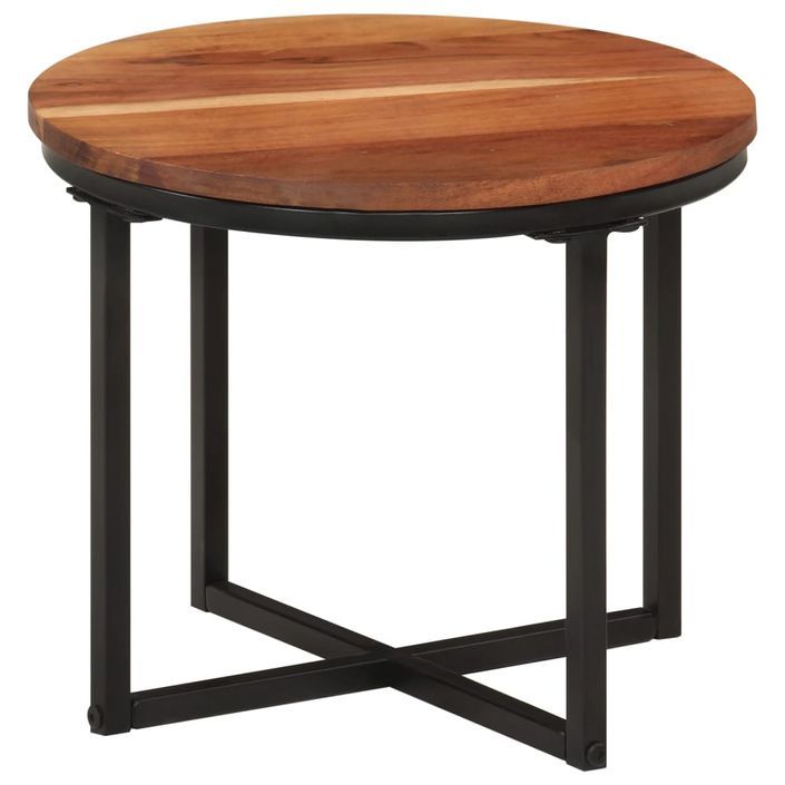 Table basse 35x35x30 cm bois massif acacia et fer - Photo n°1