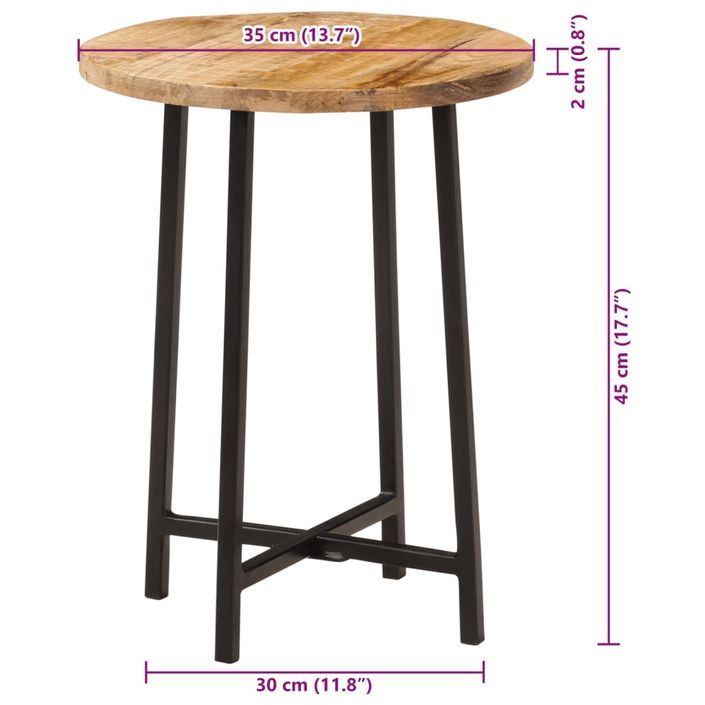 Table basse 35x35x45 cm bois de manguier solide et fer - Photo n°10