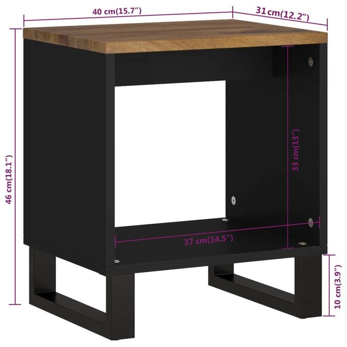 Table basse 40x31x46 cm Bois de manguier solide et d'ingénierie - Photo n°9