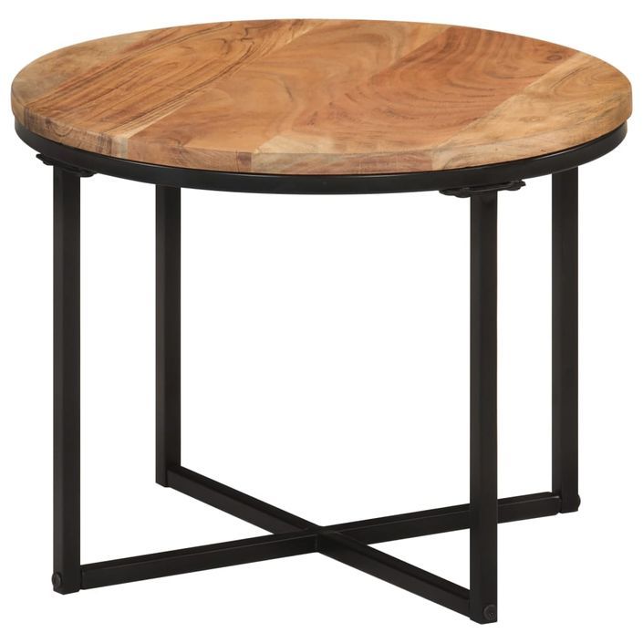 Table basse 45x45x35 cm bois massif acacia et fer - Photo n°1