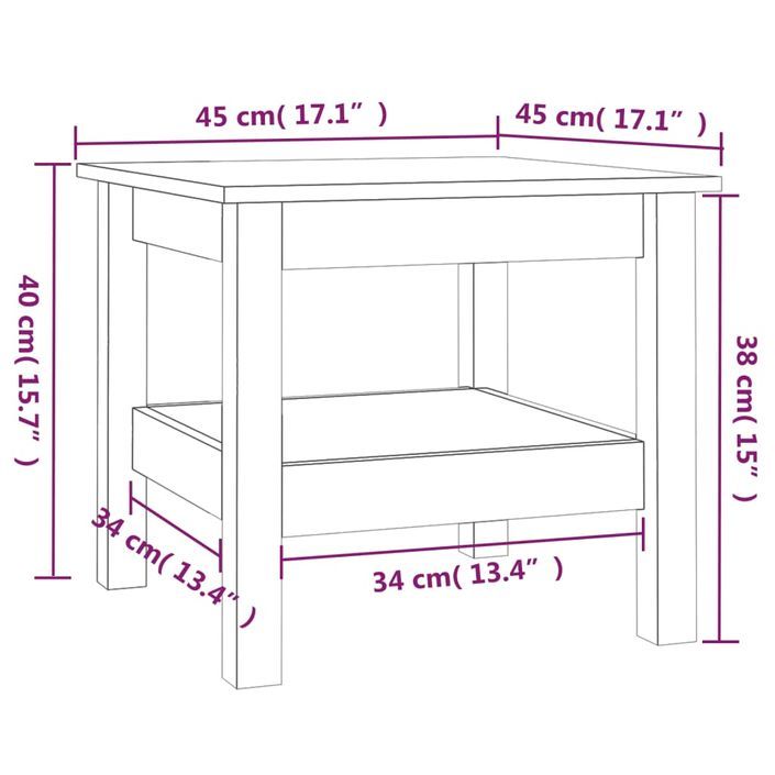 Table basse 45x45x40 cm Bois massif de pin - Photo n°7