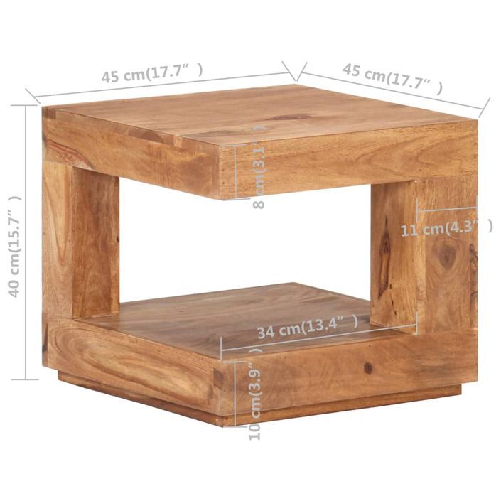 Table basse 45x45x40 cm Bois solide - Photo n°7