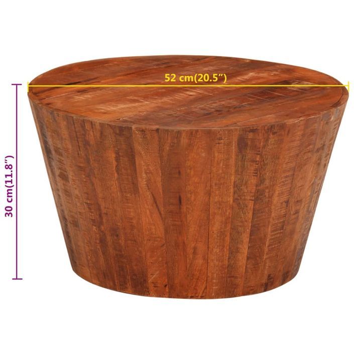 Table basse Ø 52x30 cm bois de manguier brut massif - Photo n°7