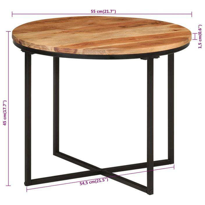 Table basse 55x55x45 cm bois massif acacia et fer - Photo n°6
