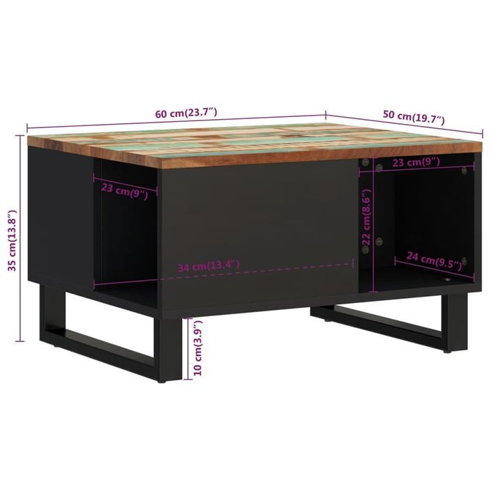 Table basse 60x50x35 cm bois de récupération massif - Photo n°8