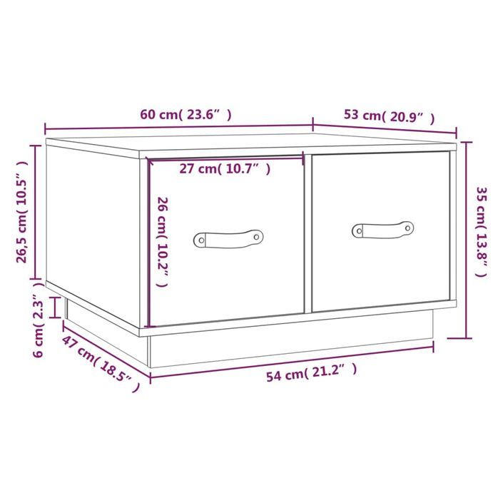 Table basse 60x53x35 cm Bois massif de pin - Photo n°10