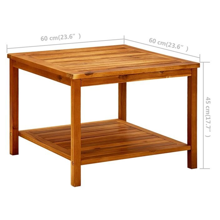 Table basse 60x60x45 cm Bois d'acacia solide - Photo n°7