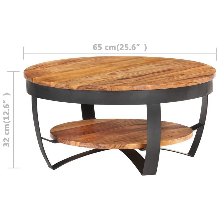 Table basse 65x65x32 cm Bois d'acacia solide - Photo n°7