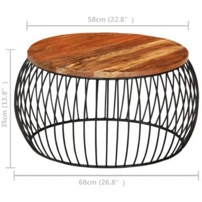 Table basse Ø68 cm Bois de récupération solide - Photo n°7